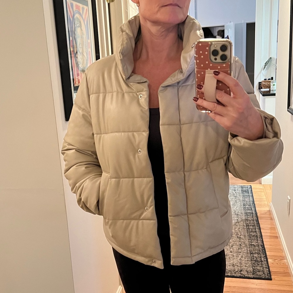 7 for all mankind, faux leather puffer